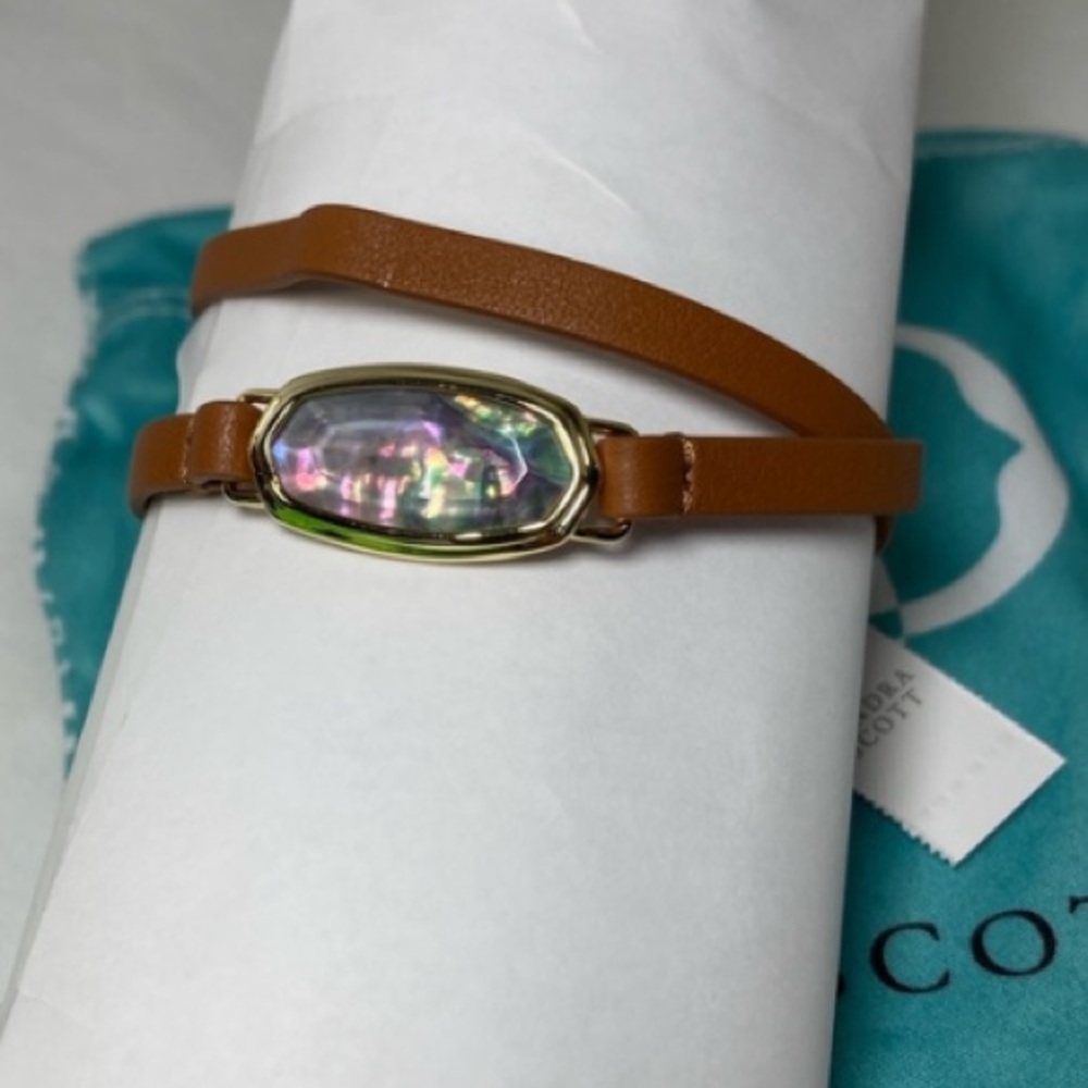 Kendra Scott Dani Lilac Abalone And Leather Wrap Bracelet